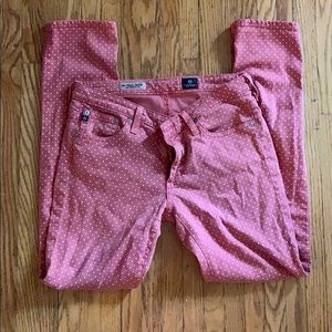 Ag Adriano Goldschmied Stevie Ankle Jeans in Pink polka dot